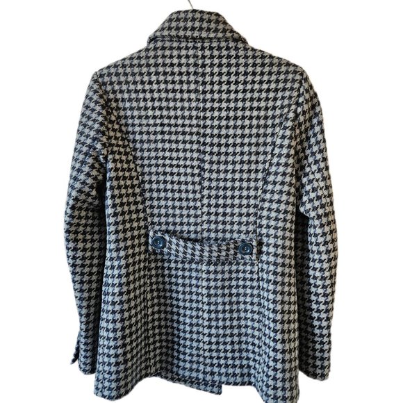 🍋 Reitmans Blue Houndstooth Wool Peacoat - Picture 2 of 11